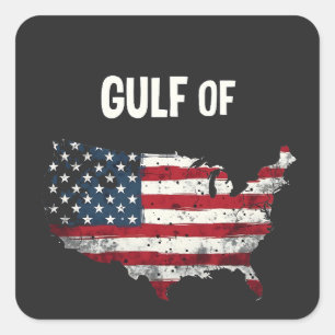 Golf van Amerika Grappig Trump USA Kaart Vlag Vierkante Sticker