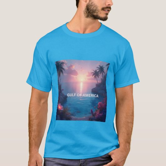 Golf van Amerika met zonsondergang T-shirt (Voorkant)