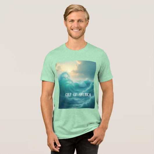 Golf van Amerika oceaan zee groene oceaangolven Tri-Blend Shirt (Voorkant volledig)