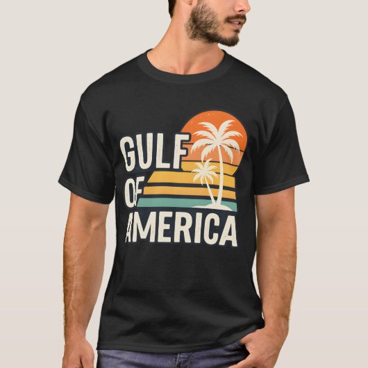 Golf van Amerika Retro Sunset Palm T-shirt (Voorkant)