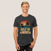 Golf van Amerika Retro Sunset Palm Trees  Tri-Blend Shirt (Voorkant volledig)