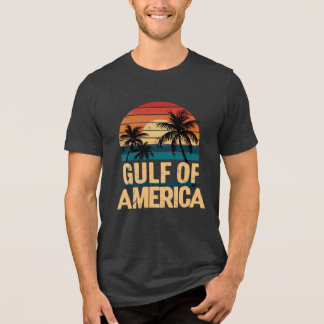 Golf van Amerika Retro Sunset Palm Trees Tri-Blend Shirt