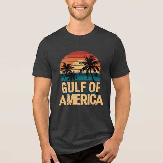 Golf van Amerika Retro Sunset Palm Trees  Tri-Blend Shirt (Voorkant)
