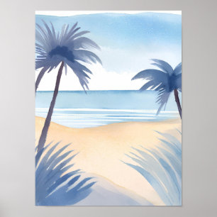 Golf van Amerika strandzicht in tinten blauw Poster