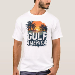 Golf van Amerika Sunset Silhouette Palm Trees Art T-shirt