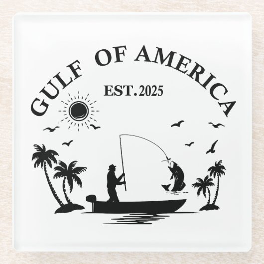 Golf van Amerika vispaal Amerikaans patriottisch Glazen Onderzetter (Voorkant)