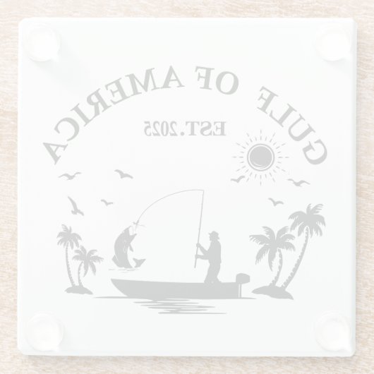 Golf van Amerika vispaal Amerikaans patriottisch Glazen Onderzetter (Achterkant)