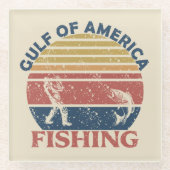 Golf van Amerika vispaal Amerikaans patriottisch Glazen Onderzetter (Voorkant)