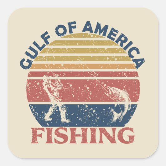 Golf van Amerika vispaal Amerikaans patriottisch Vierkante Sticker (Voorkant)