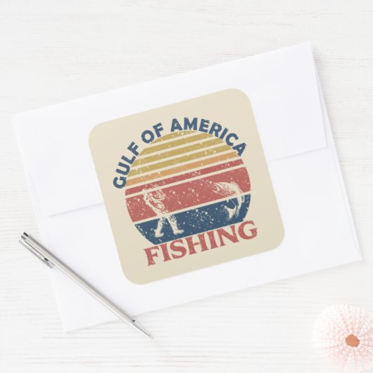 Golf van Amerika vispaal Amerikaans patriottisch Vierkante Sticker (Envelop)