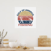 Golf van Amerika vissen hengel Amerikaanse patriot Poster (Keuken)