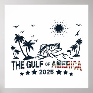 Golf van Amerika vissen patriottische Amerikaanse  Poster