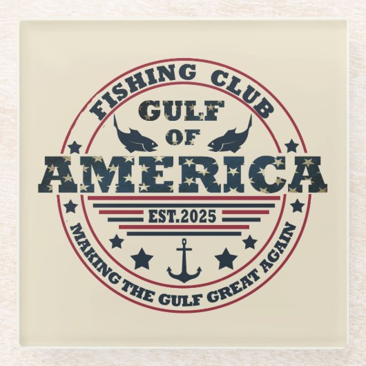 Golf van Amerika vissersclub Amerikaanse patriotti Glazen Onderzetter (Voorkant)