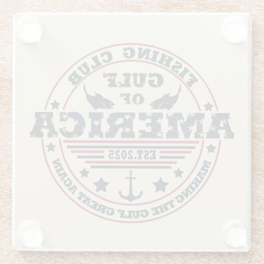 Golf van Amerika vissersclub Amerikaanse patriotti Glazen Onderzetter (Achterkant)