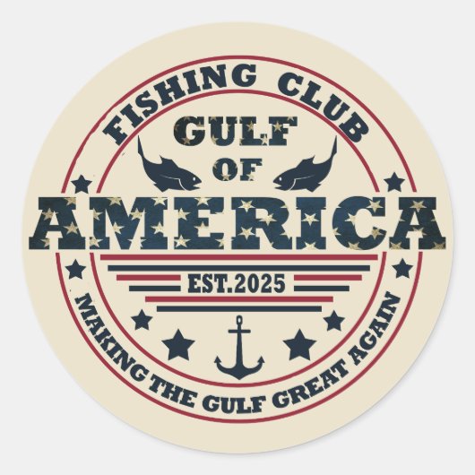 Golf van Amerika vissersclub Amerikaanse patriotti Ronde Sticker (Voorkant)