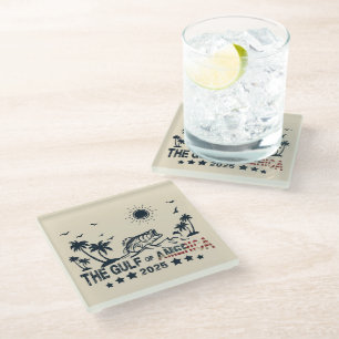 Golf van Amerika vist patriottische Amerikaanse vl Glazen Onderzetter