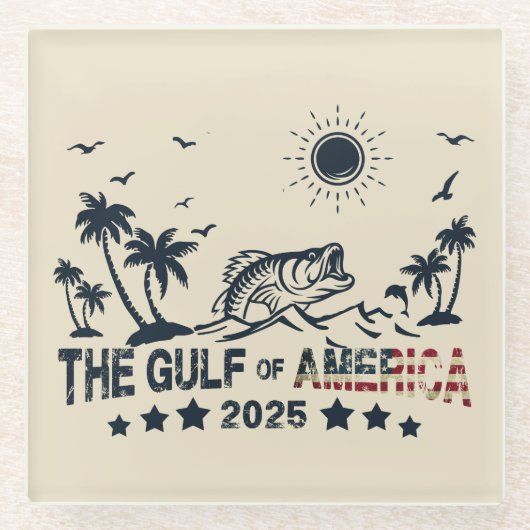 Golf van Amerika vist patriottische Amerikaanse vl Glazen Onderzetter (Voorkant)