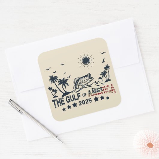 Golf van Amerika vist patriottische Amerikaanse vl Vierkante Sticker (Envelop)