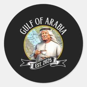 Golf van Arabië Est 2025 Funny Trump Vintage 1 Ronde Sticker
