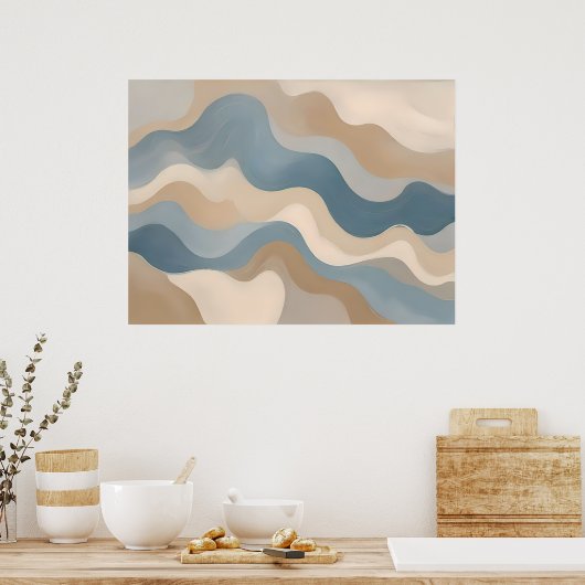 Golf van creativiteit - Abstracte Wavy Lines Wall  Poster (Keuken)