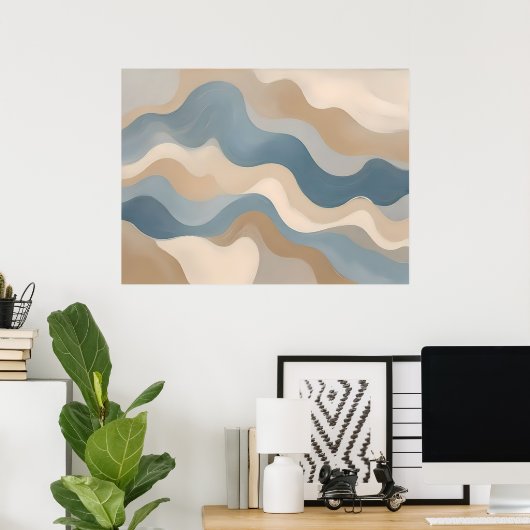 Golf van creativiteit - Abstracte Wavy Lines Wall  Poster (Thuiskantoor)