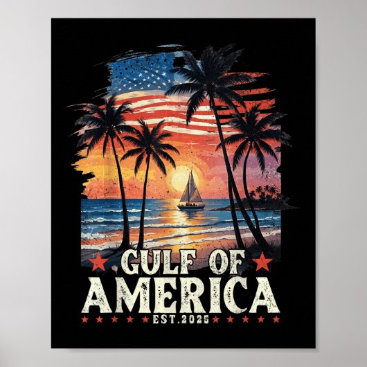 Golf van de VS Amerika EST 2025 VS Amerikaanse vla Poster (Voorkant)
