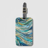 Golf van golven Turquoise Mozaïek Kunst Bagagelabel (Voorkant (verticaal))