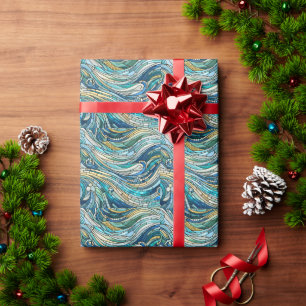 Golf van golven turquoise mozaïek Kunst Cadeaupapier