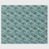 Golf van golven turquoise mozaïek Kunst Cadeaupapier (Vlak)