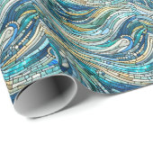 Golf van golven turquoise mozaïek Kunst Cadeaupapier (Rol Hoek)