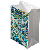 Golf van golven turquoise mozaïek-kunst medium cadeauzakje (Voorkant Gekanteld)