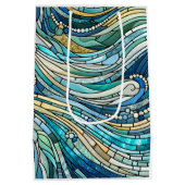 Golf van golven turquoise mozaïek-kunst medium cadeauzakje (Achterkant)