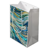 Golf van golven turquoise mozaïek-kunst medium cadeauzakje (Achterkant Gekanteld)