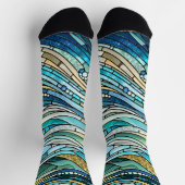 Golf van golven turquoise mozaïek Kunst Sokken (Top)