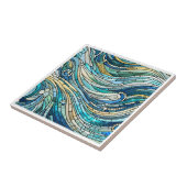 Golf van golven turquoise mozaïek-kunst tegeltje (Zijkant)