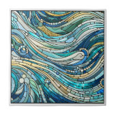 Golf van golven Turquoise Mozaïek Kunst Tegeltje (Voorkant)
