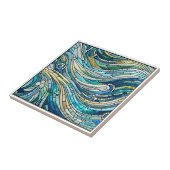 Golf van golven Turquoise Mozaïek Kunst Tegeltje (Zijkant)