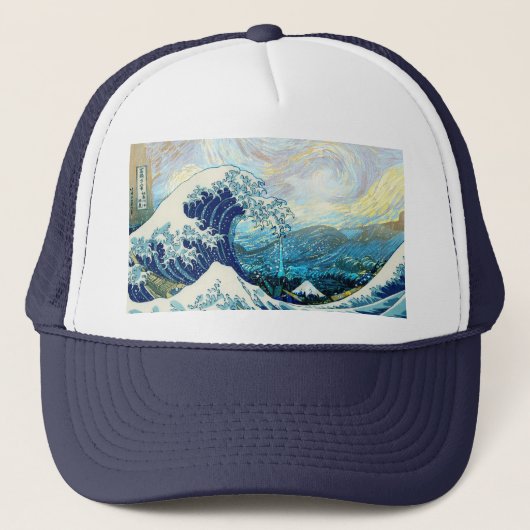 GOLF VAN KANAGAWA IN STERRENNACHT ACHTERGROND TRUCKER PET (Voorkant)