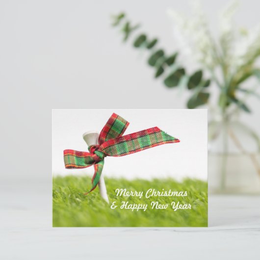 Golf van Kerstmis en Nieuw jaar met golfbal en pij Briefkaart (Staand voorkant)