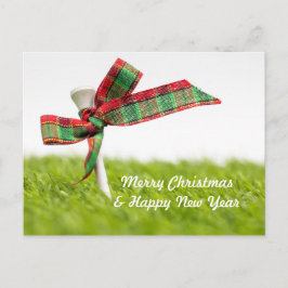 Golf van Kerstmis en Nieuw jaar met golfbal en pij Briefkaart