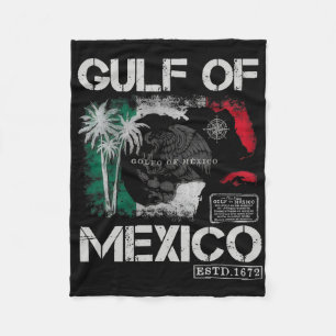 Golf van Mexico 1672 Historische kaart Retro Bea Fleece Deken