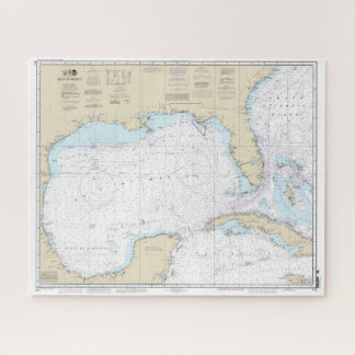 Golf van Mexico Authentic Nautical Chart Legpuzzel