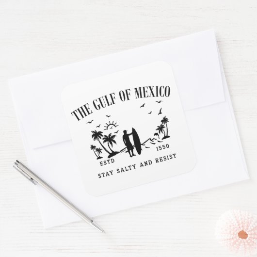 Golf van Mexico blijft zout en verzet zich Vierkante Sticker (Envelop)