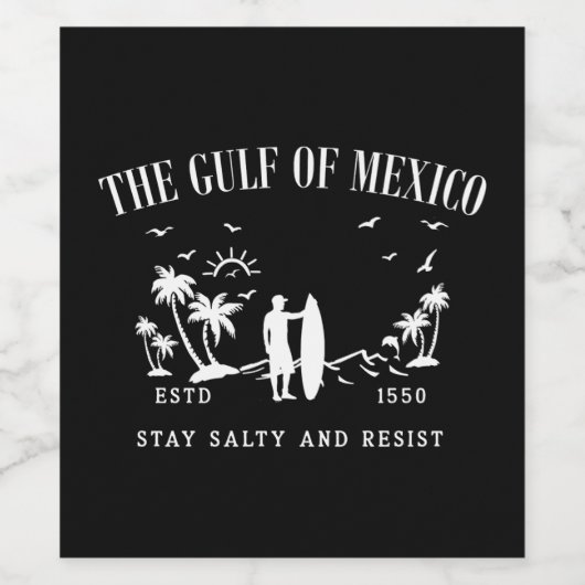 Golf van Mexico blijft zout en verzet zich Wijn Etiket (Enkel label)