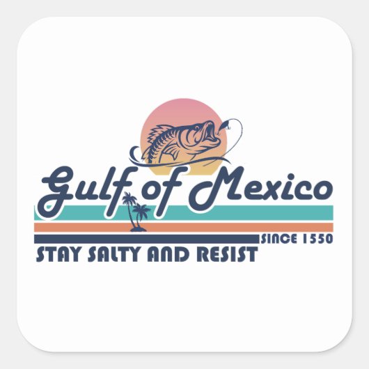 Golf van Mexico blijft zout en weerstaat vissen Vierkante Sticker (Voorkant)