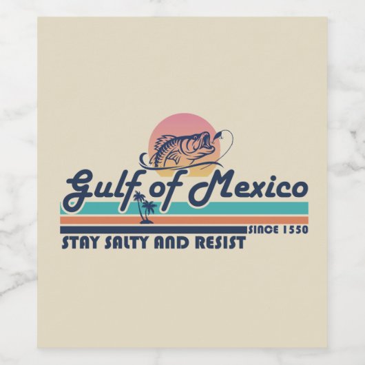 Golf van Mexico blijft zout en weerstaat vissen Wijn Etiket (Enkel label)