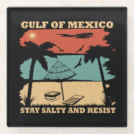 Golf van Mexico blijft zoute weerstand bieden Glazen Onderzetter (Voorkant)
