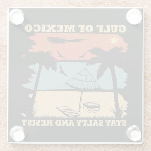 Golf van Mexico blijft zoute weerstand bieden Glazen Onderzetter (Achterkant)