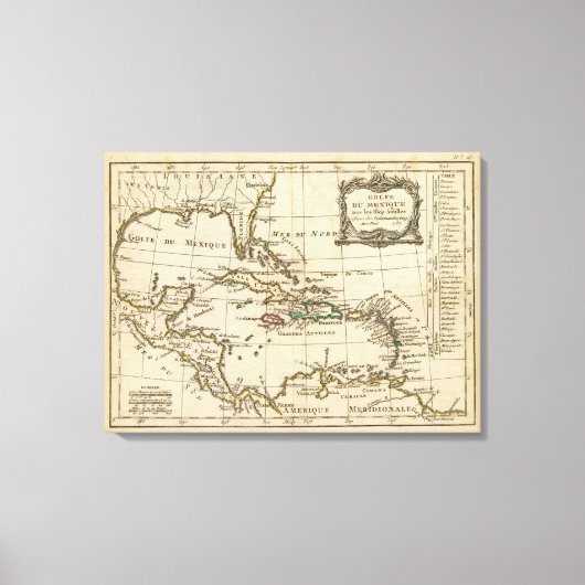 Golf van Mexico, Caribische eilanden Canvas Afdruk (Voorkant)
