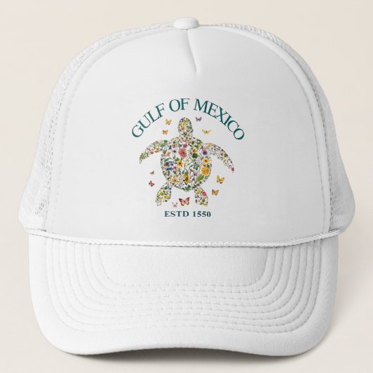 Golf van Mexico Est 1550 Floral Turtle Trucker Pet (Voorkant)